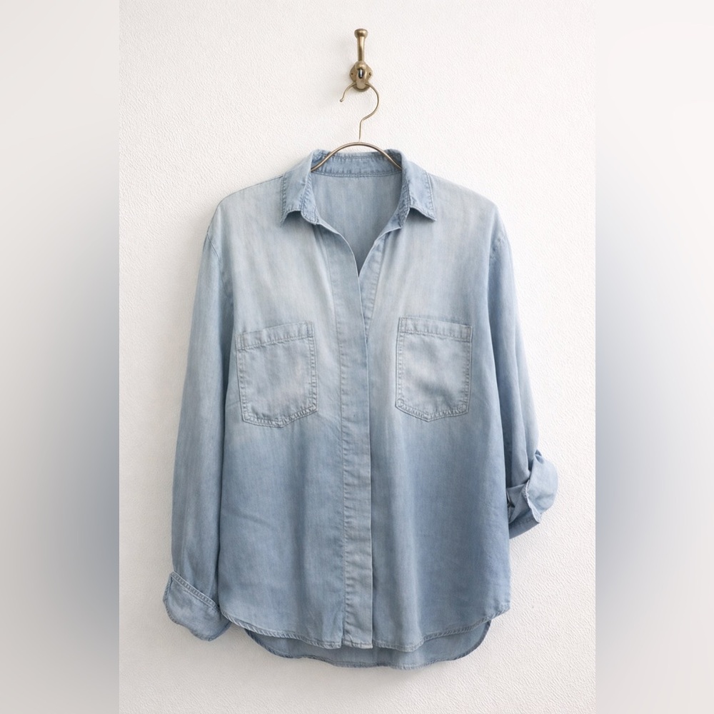 OLIVIA + SLOANE OMBRÉ TENCEL BUTTON-DOWN SHIRT